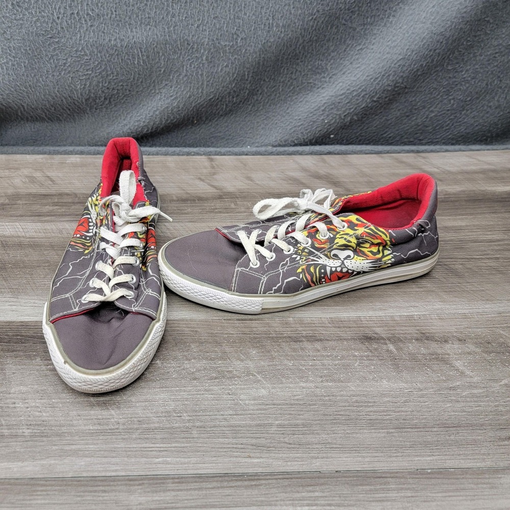 Ed Hardy Shoes Mens Size 9.5 Multicolor Tiger Graphic Low Top Sneakers EH9032L